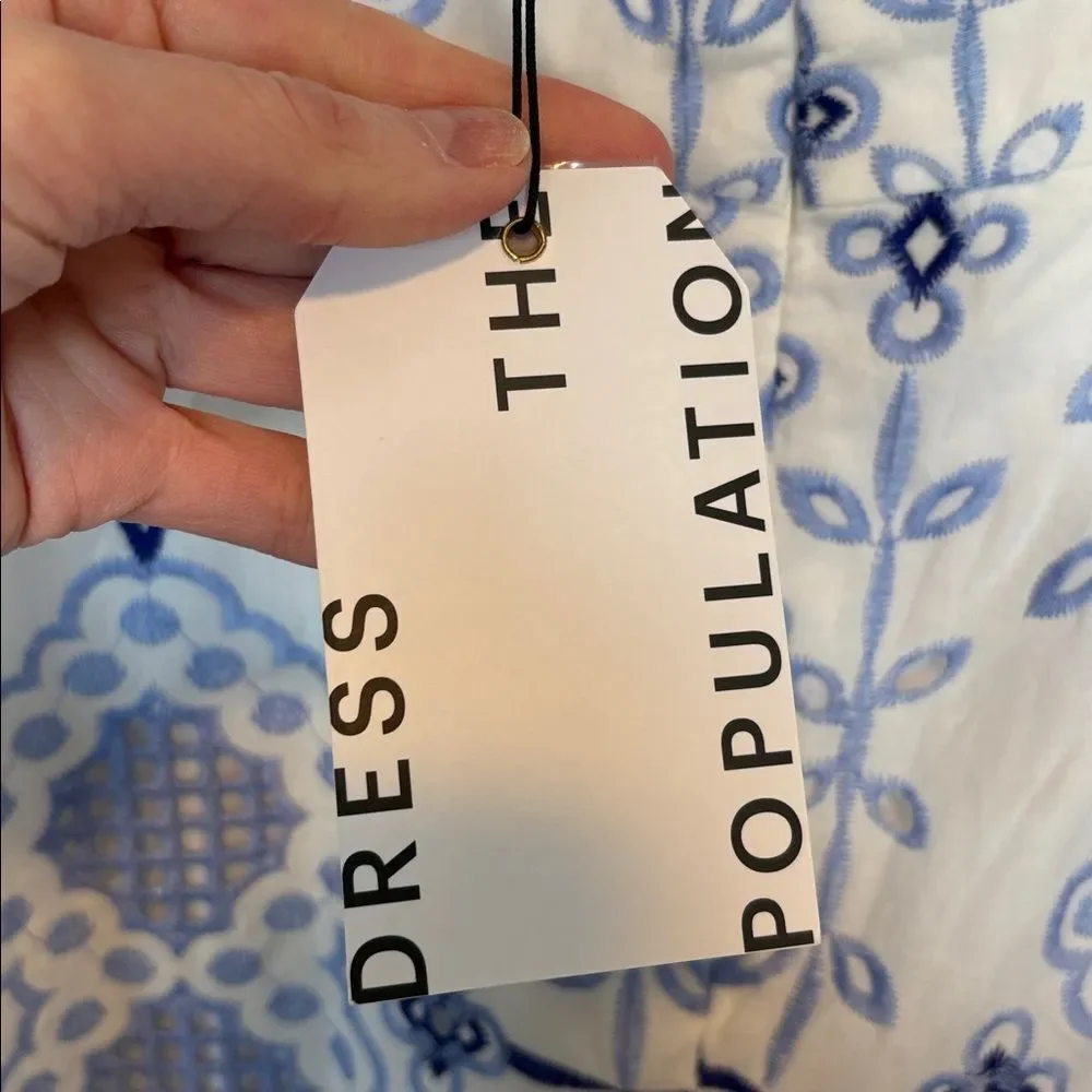 NEW Dress The Population Size Small Astoria Halter Embroidered Midi Dress White